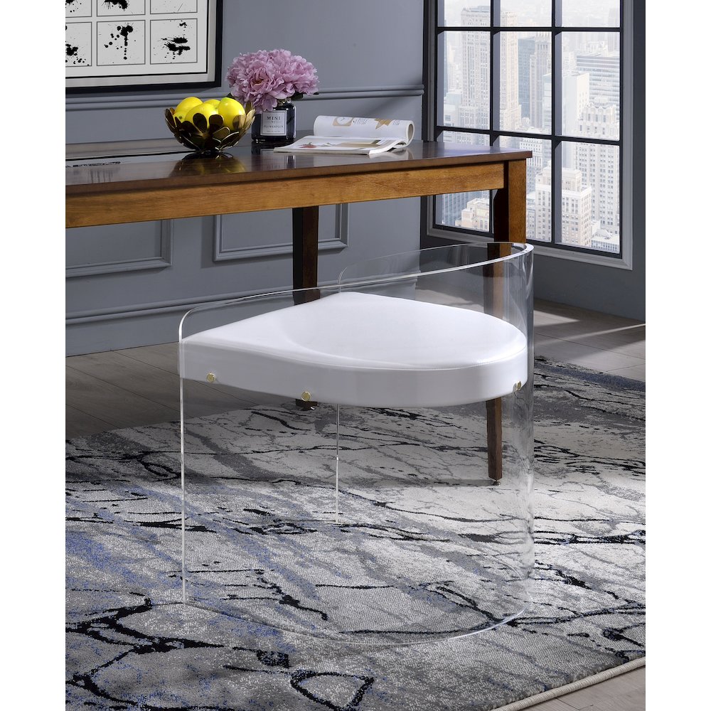 White Lucite Acrylic U-Shape Molded Ghost Dining Chair