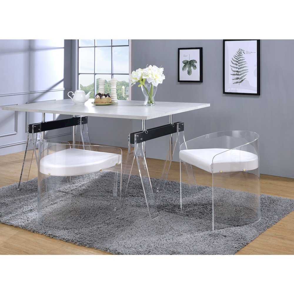 White Lucite Acrylic U-Shape Molded Ghost Dining Chair