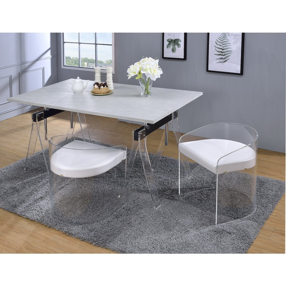 White Lucite Acrylic U-Shape Molded Ghost Dining Chair