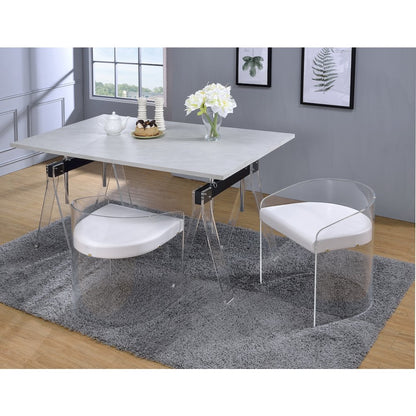 White Lucite Acrylic U-Shape Molded Ghost Dining Chair