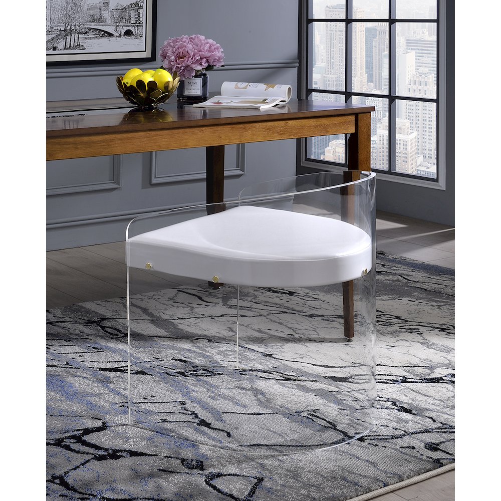 White Lucite Acrylic U-Shape Molded Ghost Dining Chair