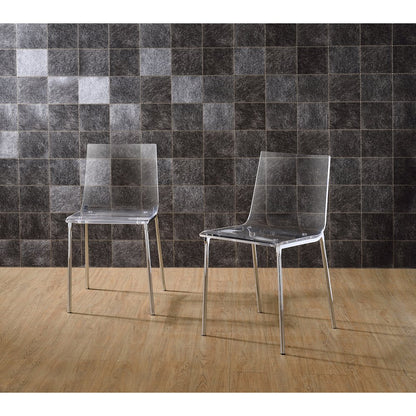 Clear Chrome Lucite Acrylic Ghost Dining Chair Set of 2