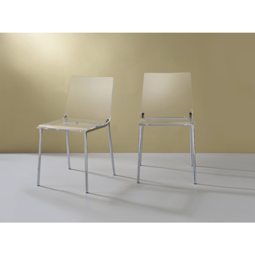 Clear Chrome Lucite Acrylic Ghost Dining Chair Set of 2