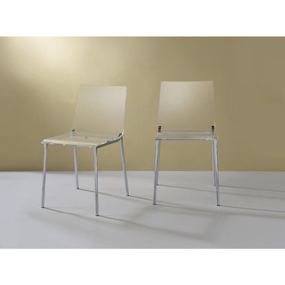 Clear Chrome Lucite Acrylic Ghost Dining Chair Set of 2