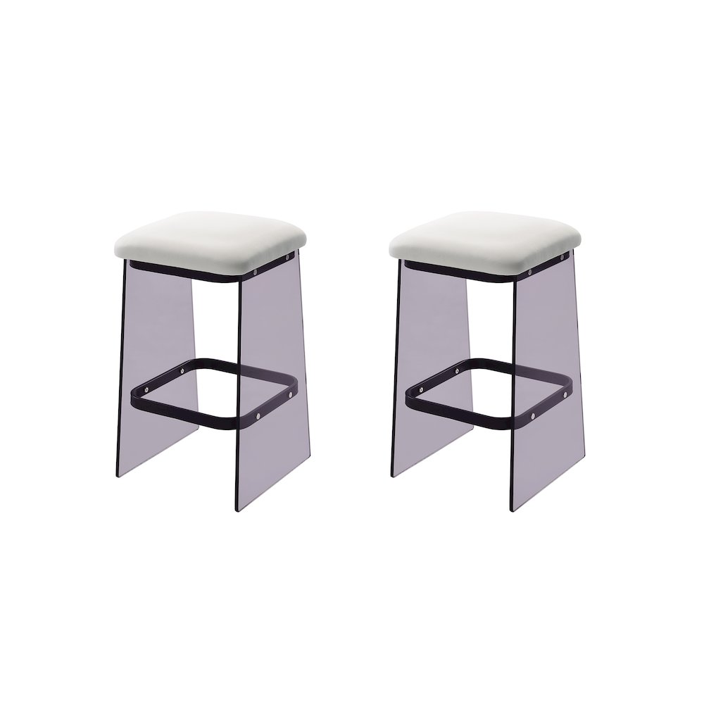 Black Smoked Lucite Acrylic Counter Stool Set of 2