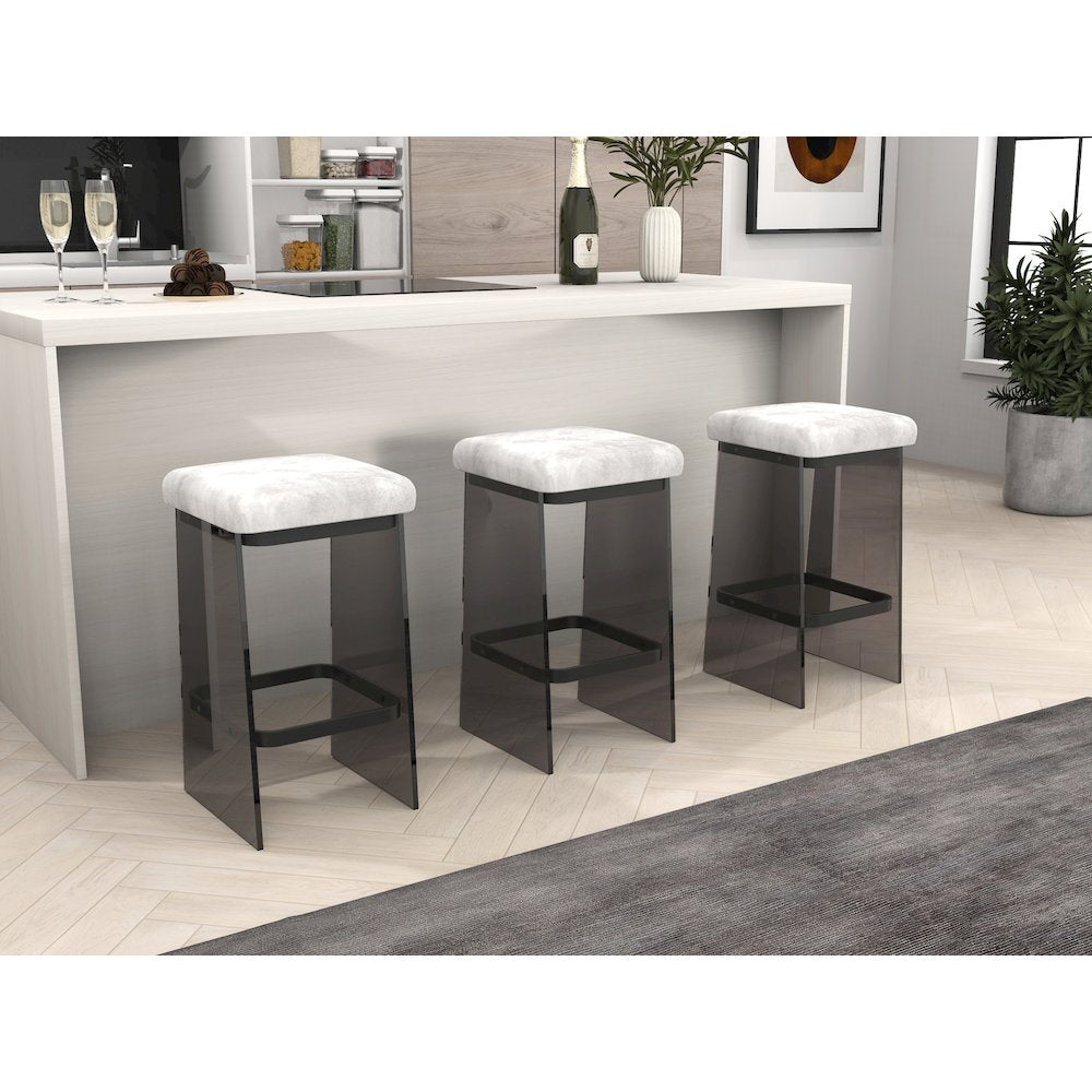 Black Smoked Lucite Acrylic Counter Stool Set of 2