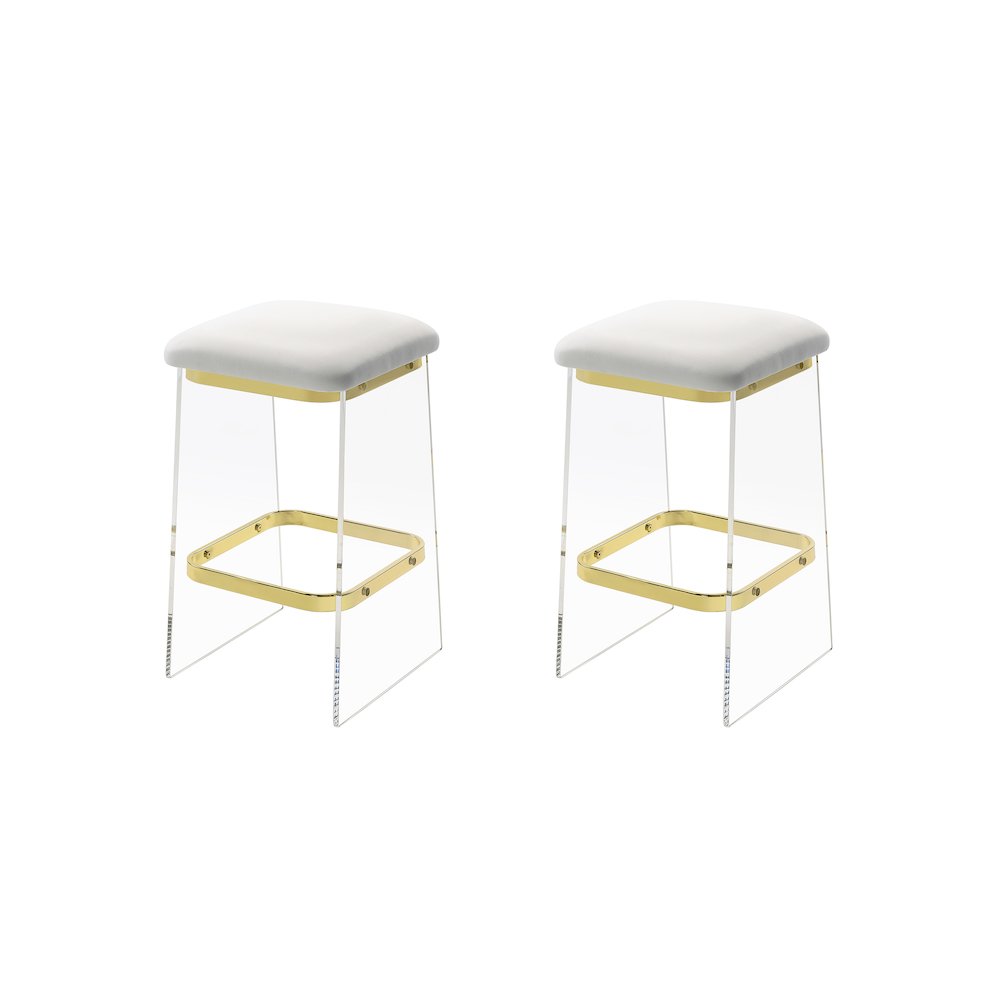 Gold Lucite Acrylic Counter Stool Glam Home Set of 2