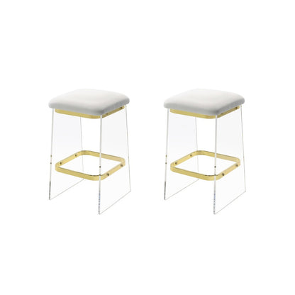 Gold Lucite Acrylic Counter Stool Glam Home Set of 2