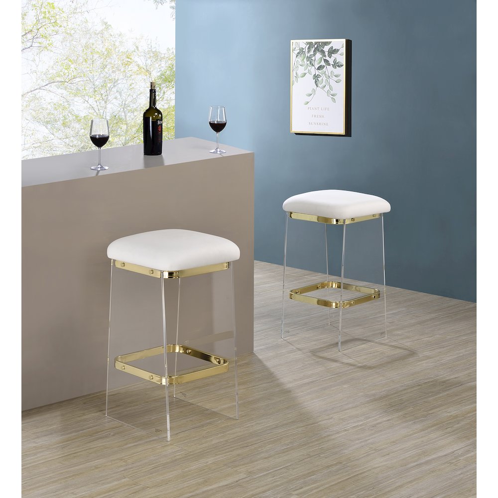 Gold Lucite Acrylic Counter Stool Glam Home Set of 2