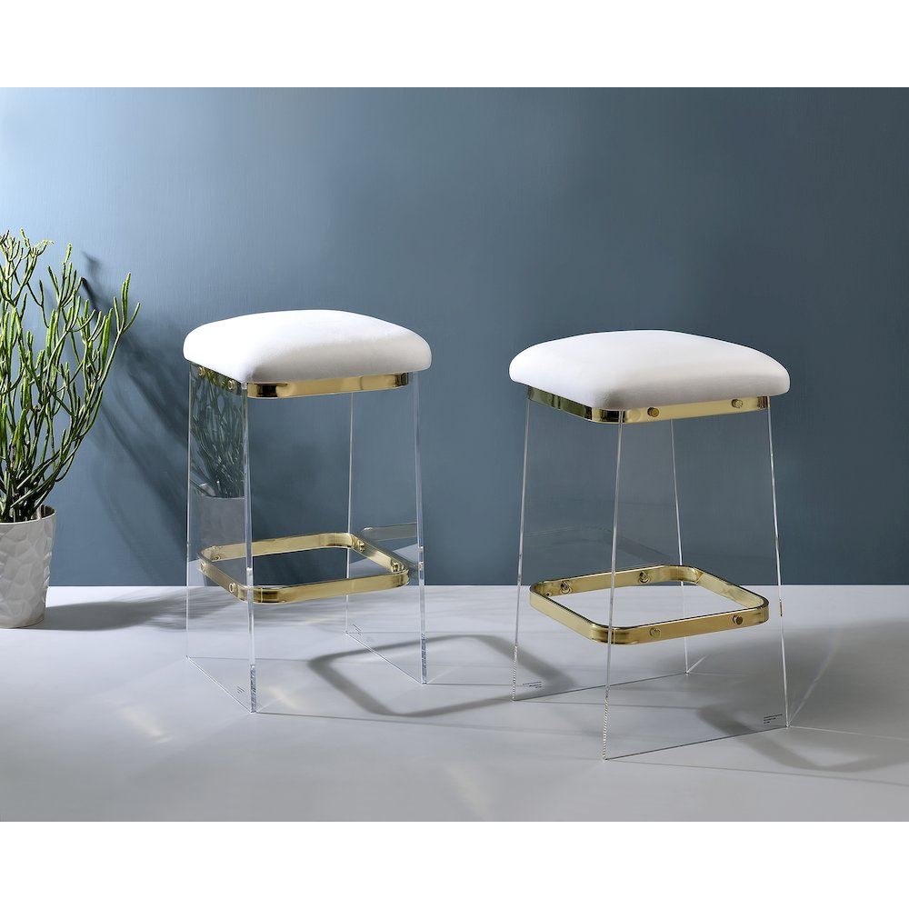 Gold Lucite Acrylic Counter Stool Glam Home Set of 2