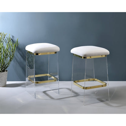 Gold Lucite Acrylic Counter Stool Glam Home Set of 2