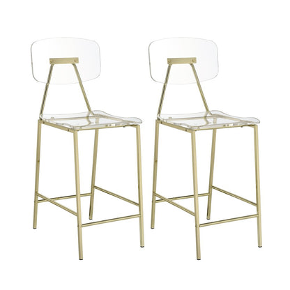 Gold Lucite Acrylic Tall Counter Stool Glam Set of 2