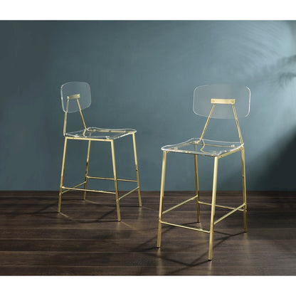 Gold Lucite Acrylic Tall Counter Stool Glam Set of 2