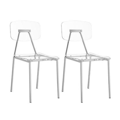 Clear Chrome Lucite Acrylic Tall Dining Chair Set of 2