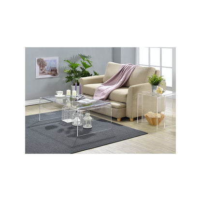 Clear Lucite Acrylic Low Profile Rectangular Coffee Table