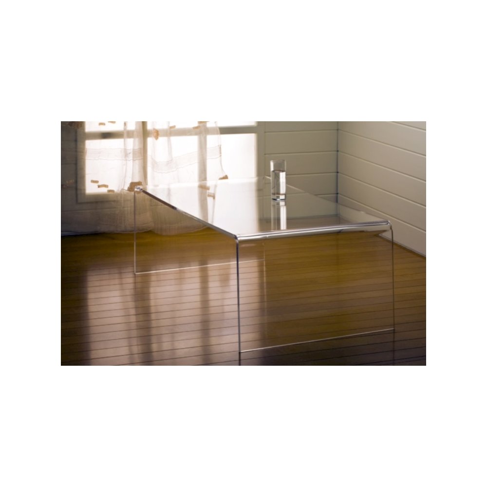 Clear Lucite Acrylic Low Profile Rectangular Coffee Table