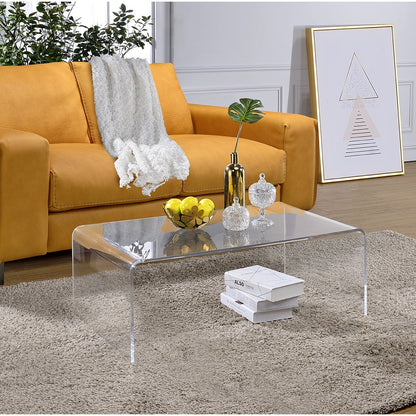 Clear Lucite Acrylic Low Profile Rectangular Coffee Table