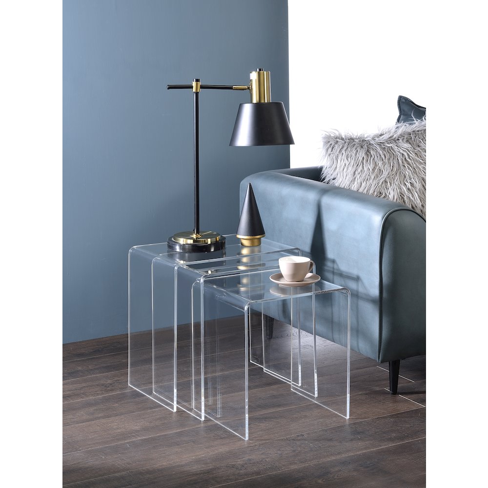 Clear Lucite Acrylic Nesting Side Tables Accent Set of 3