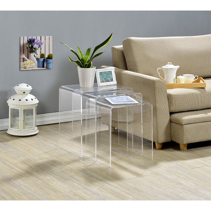 Clear Lucite Acrylic Nesting Side Tables Accent Set of 3