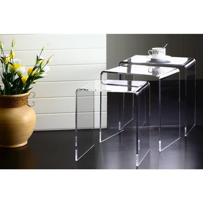 Clear Lucite Acrylic Nesting Side Tables Accent Set of 3