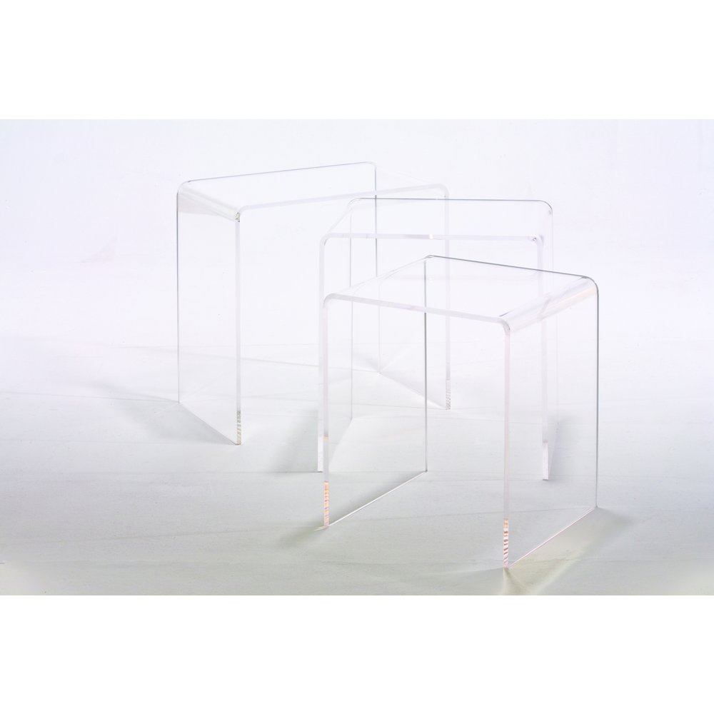 Clear Lucite Acrylic Nesting Side Tables Accent Set of 3