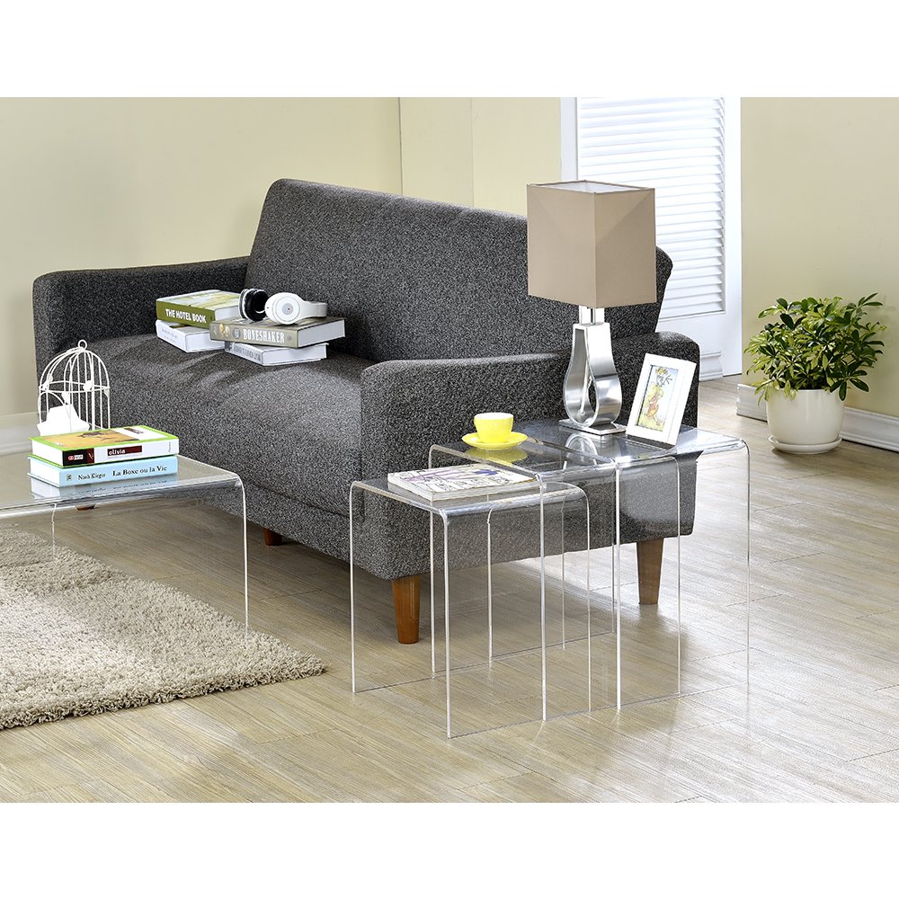 Clear Lucite Acrylic Nesting Side Tables Accent Set of 3