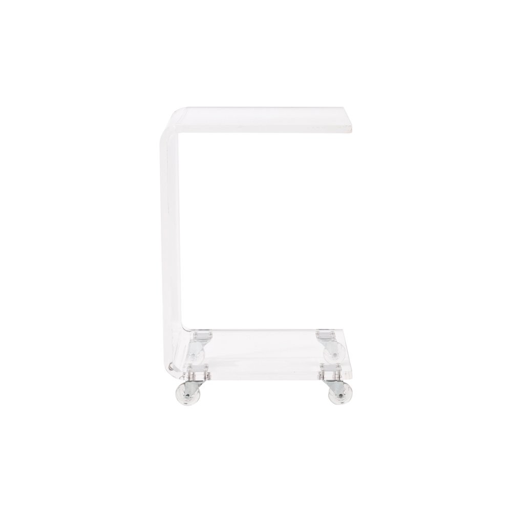 Clear Lucite Acrylic C-Shape Side Accent End Table