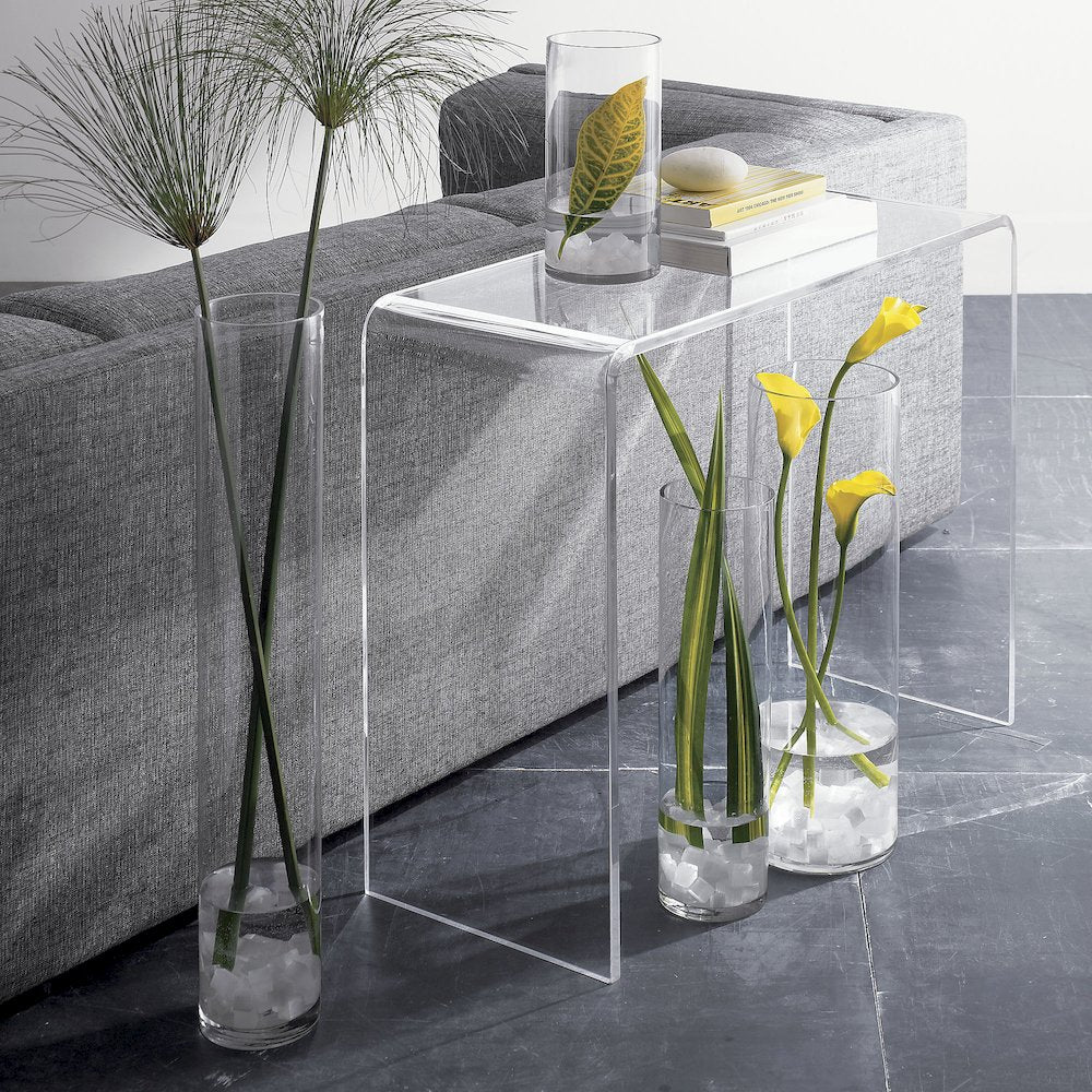 Clear Lucite Acrylic Slim Console Table 15-Inch Wide