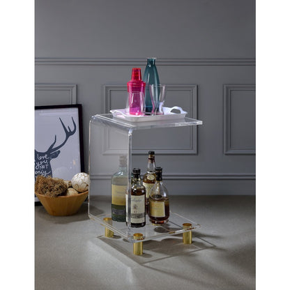 Gold Lucite Acrylic C-Shape Side Accent Table Glam