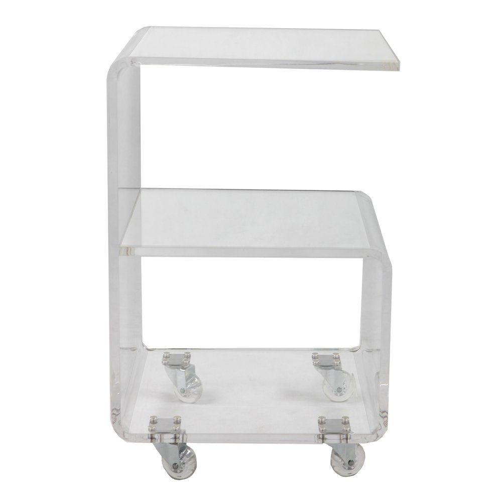 Clear Lucite Acrylic G-Shape Cantilever Accent Table