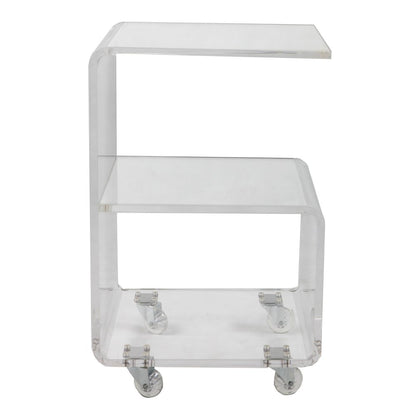 Clear Lucite Acrylic G-Shape Cantilever Accent Table