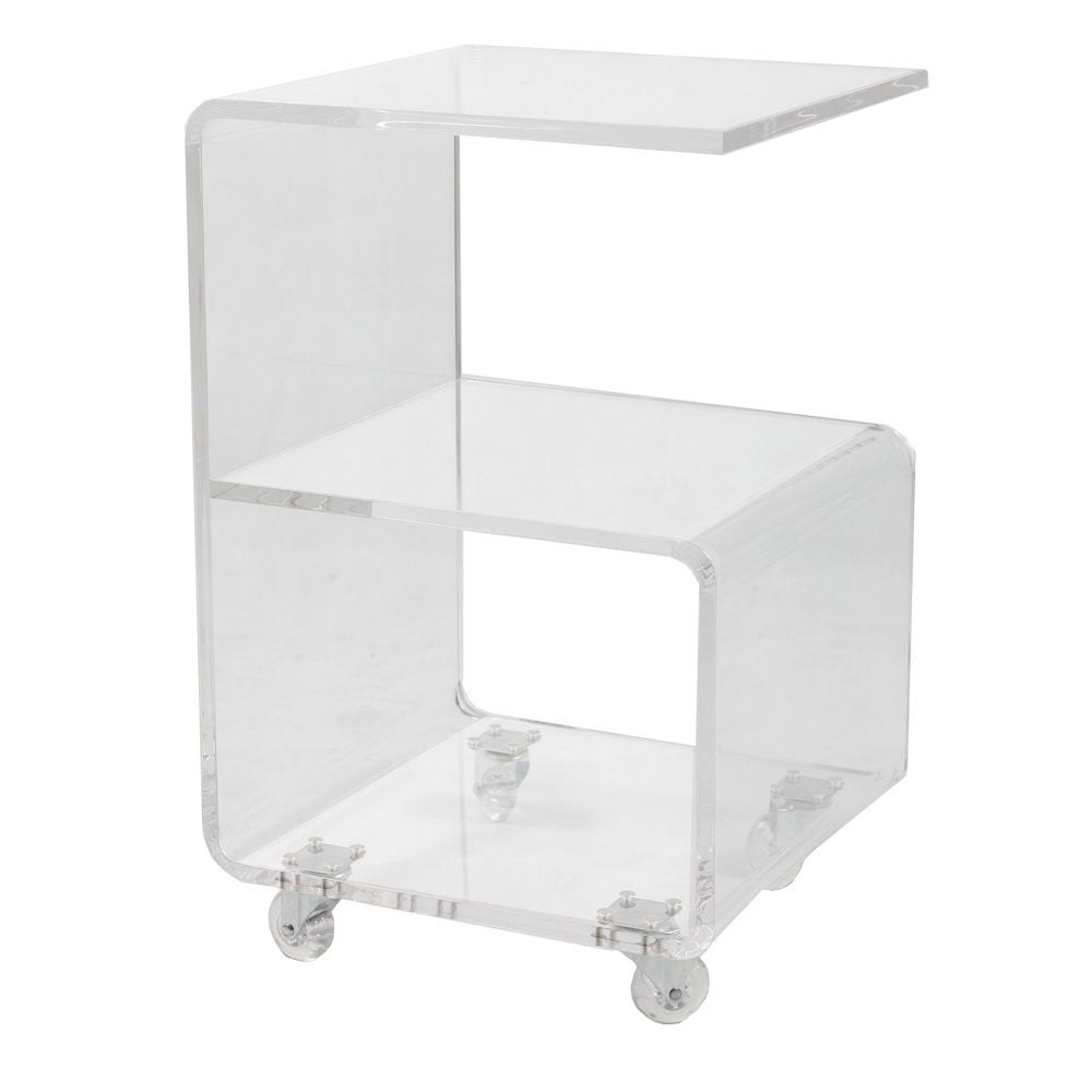 Clear Lucite Acrylic G-Shape Cantilever Accent Table