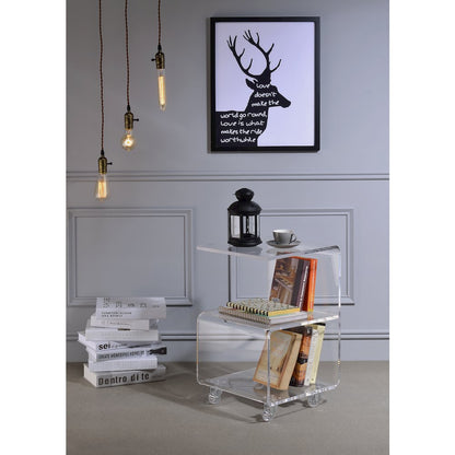 Clear Lucite Acrylic G-Shape Cantilever Accent Table