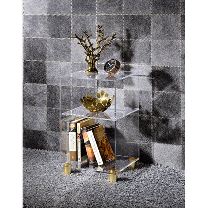 Acrylic Elson End Table with 4 Gold Legs