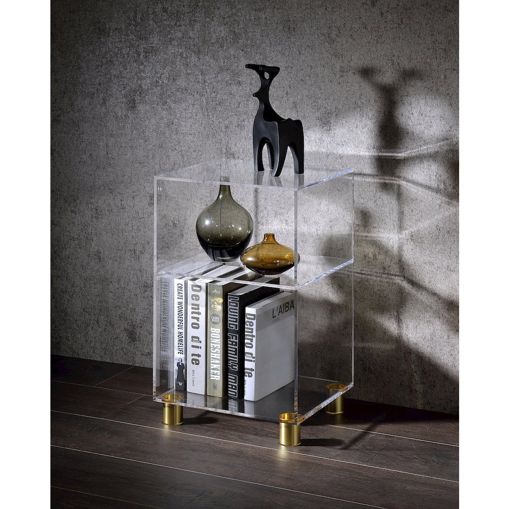Acrylic Elson End Table with 4 Gold Legs