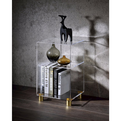 Acrylic Elson End Table with 4 Gold Legs