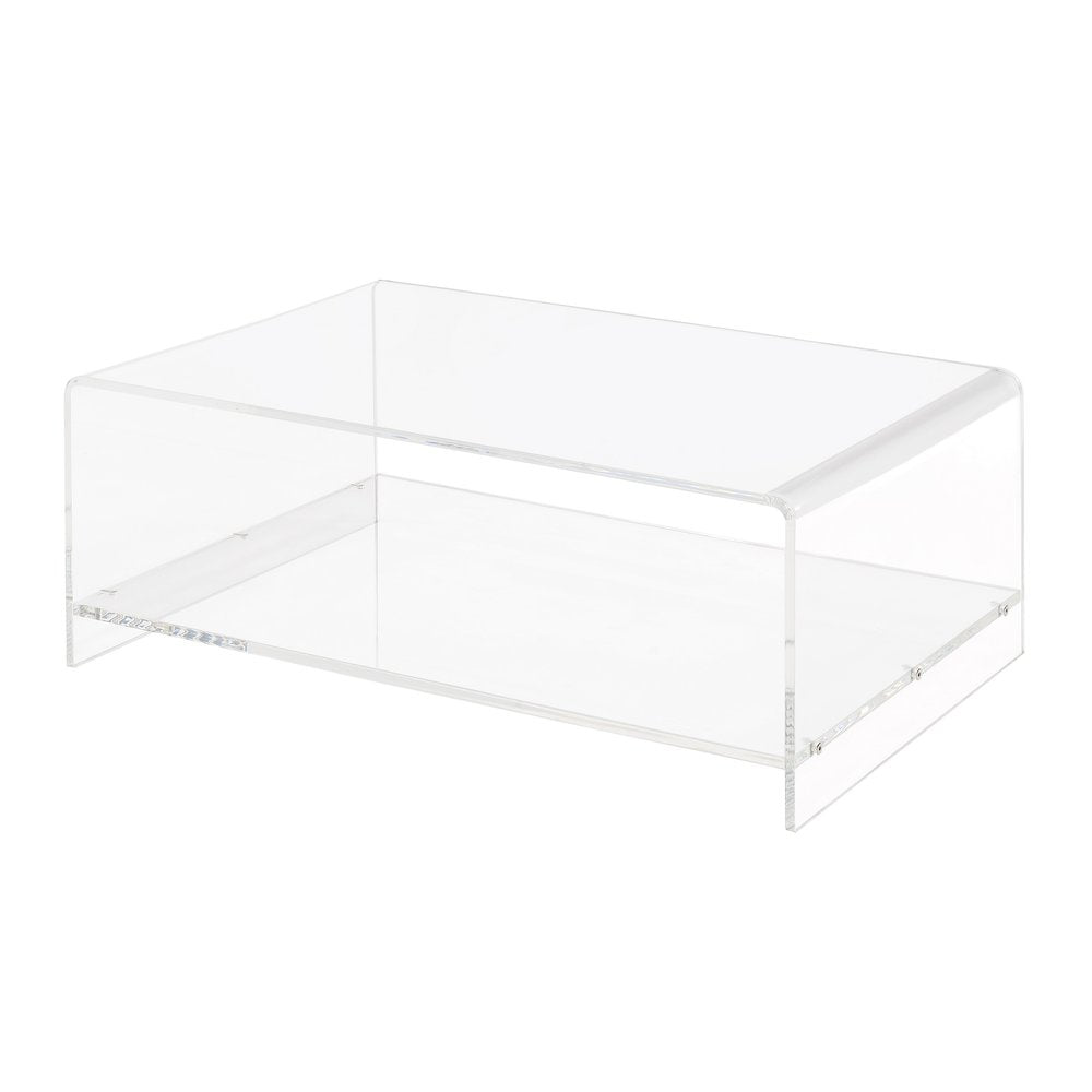 Clear Acrylic Two-Tier Lower Coffee Table Lucite Modern