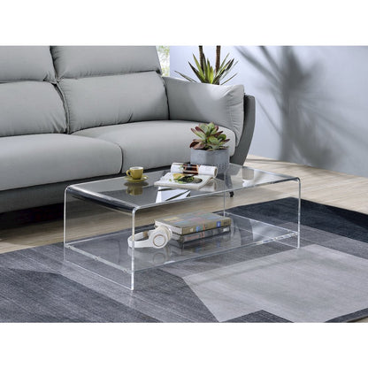Clear Acrylic Two-Tier Lower Coffee Table Lucite Modern