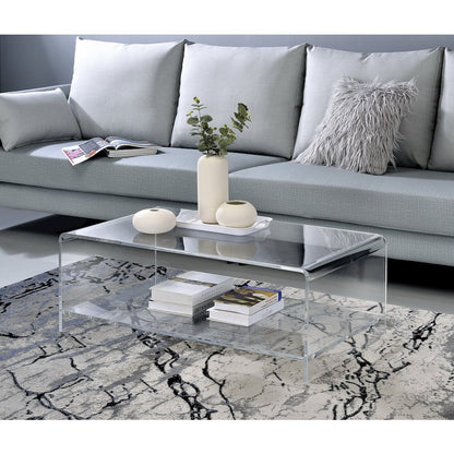 Clear Acrylic Two-Tier Lower Coffee Table Lucite Modern
