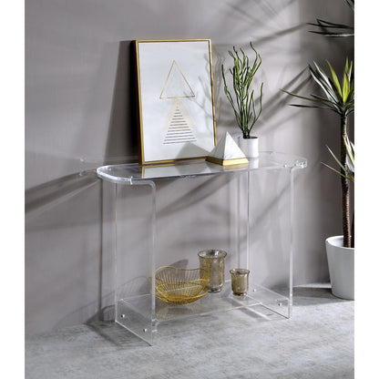 Clear Lucite Acrylic Console Table with Open Shelf