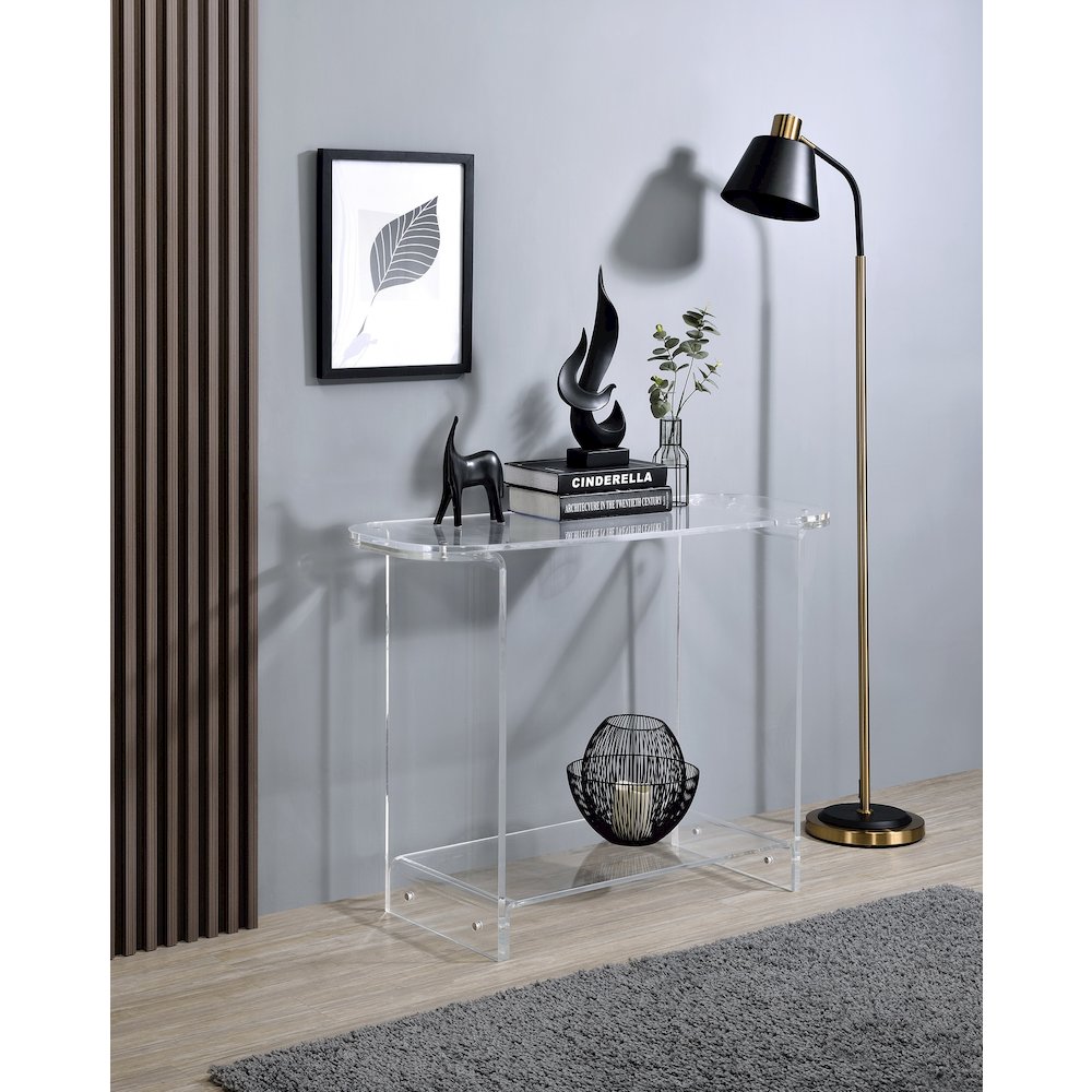 Clear Lucite Acrylic Console Table with Open Shelf