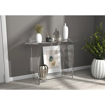 Clear Lucite Acrylic Console Table with Open Shelf