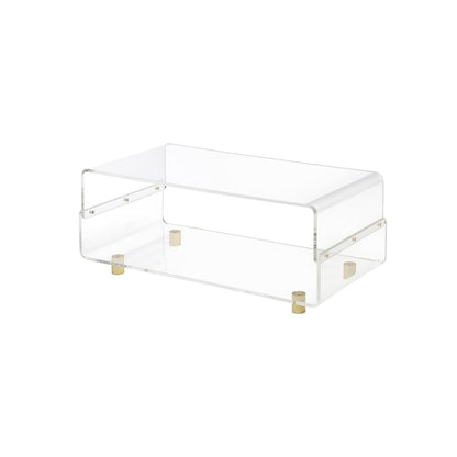 Gold Acrylic Coffee Table Glam Lucite Clear Glass Frame