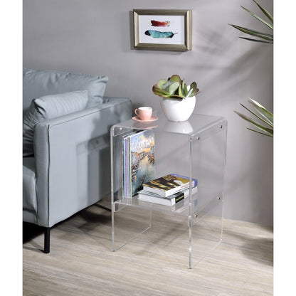 Clear Lucite Acrylic Two-Tier End Table Storage Shelf