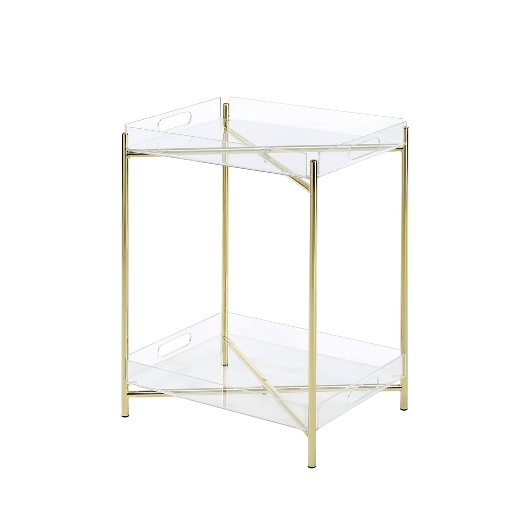 Gold Acrylic End Table Glam Lucite Transparent Accent