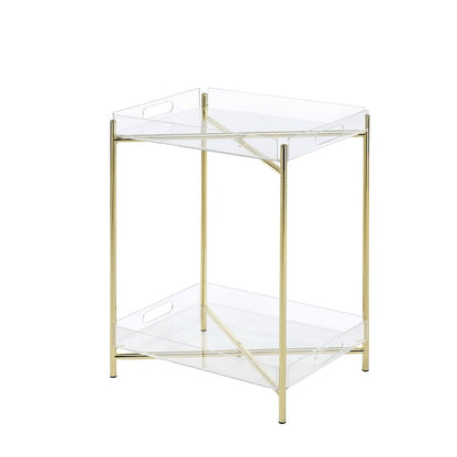 Gold Acrylic End Table Glam Lucite Transparent Accent