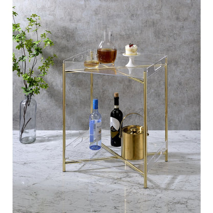 Gold Acrylic End Table Glam Lucite Transparent Accent