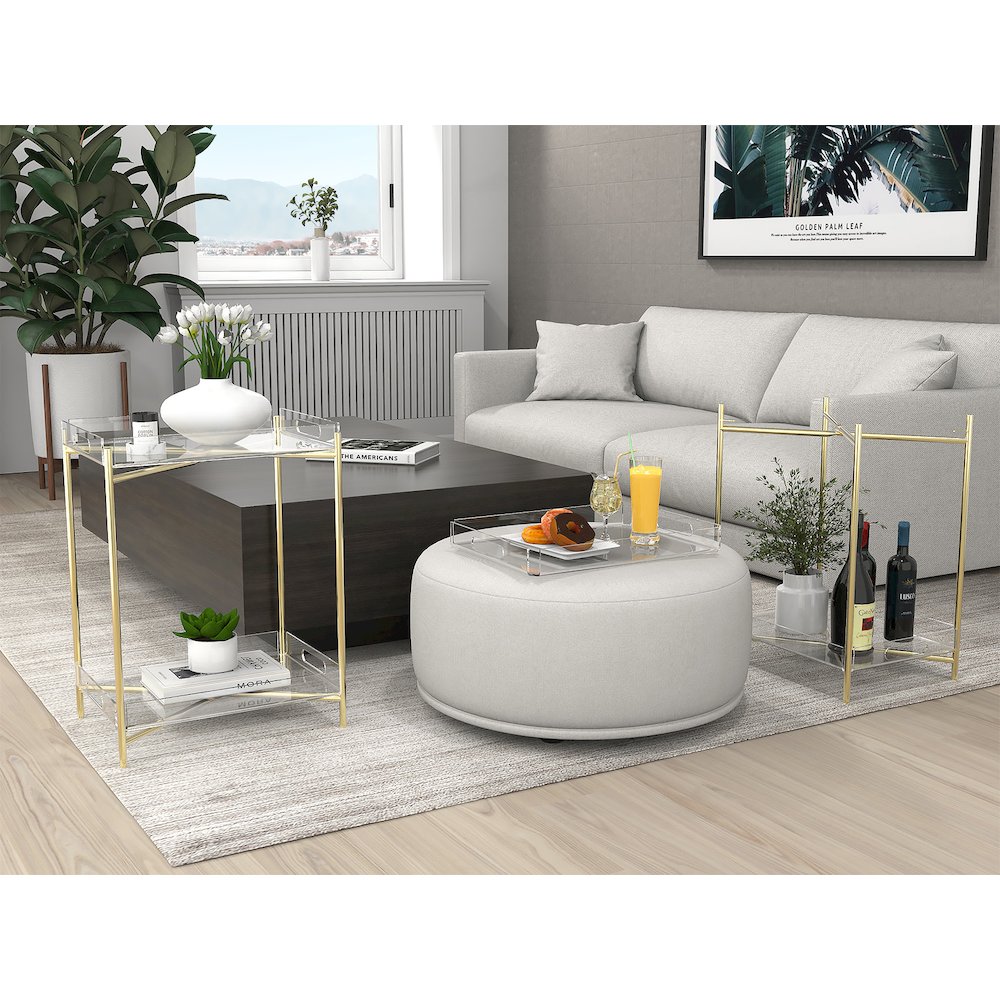 Gold Acrylic End Table Glam Lucite Transparent Accent