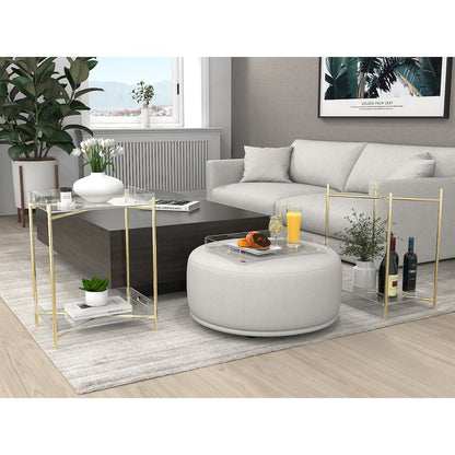 Gold Acrylic End Table Glam Lucite Transparent Accent