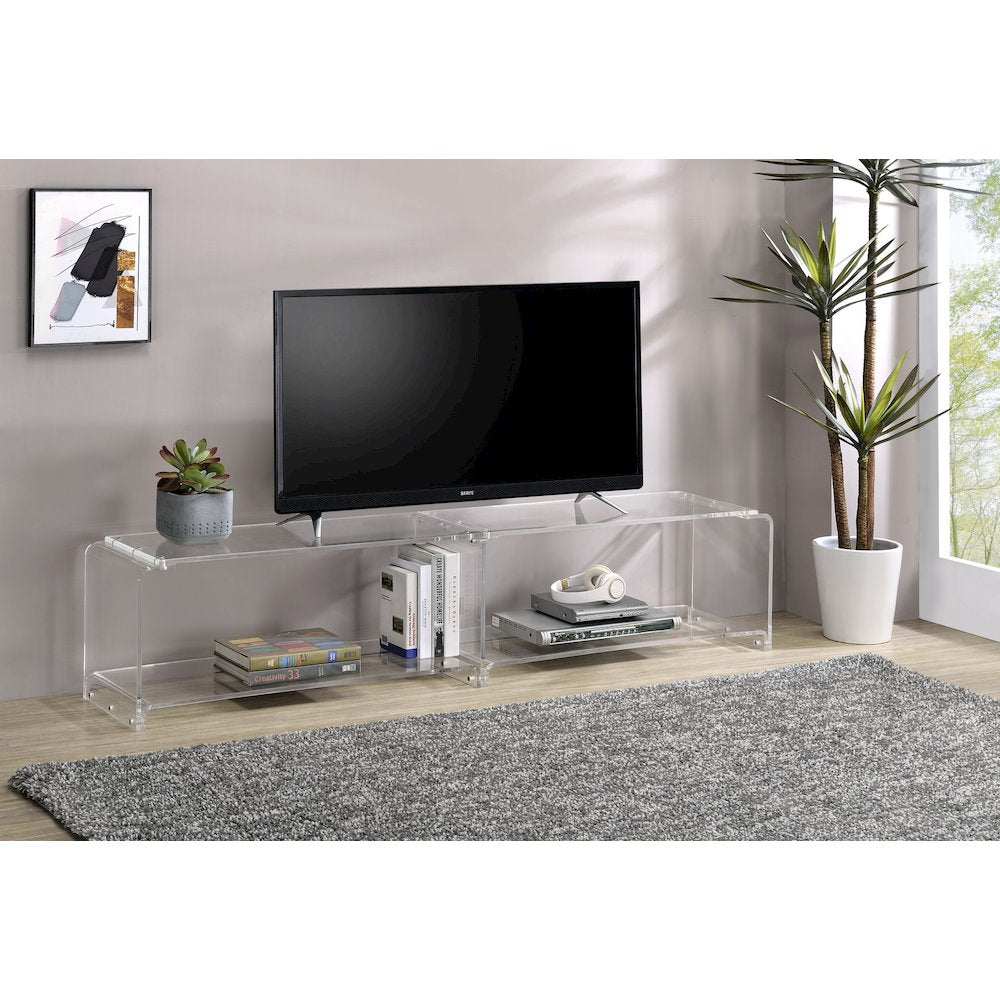 Clear Lucite Acrylic Wide TV Stand Entertainment Console